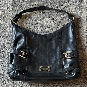 Michael Kors Black Leather Shoulder Hobo Bag